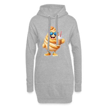 Croissant au café - Sweat-shirt à capuche long Femme - gris chiné - Devant