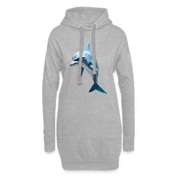 Bleu Low-Poly Dolphin - Sweat-shirt à capuche long Femme - gris chiné - Devant