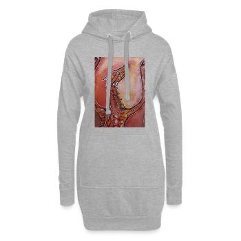 Dragon rouge peint à la main - Sweat-shirt à capuche long Femme - gris chiné - Devant