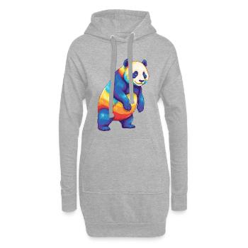 Buntes Panda-Regenbogen-Pop-Art-Aquarell - Hoodie-Kleid - Grau meliert - Vorne