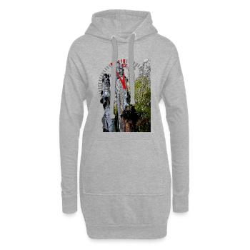 Zeitstempel am Baumstamm 5 vor 12  - Hoodie-Kleid - Grau meliert - Vorne