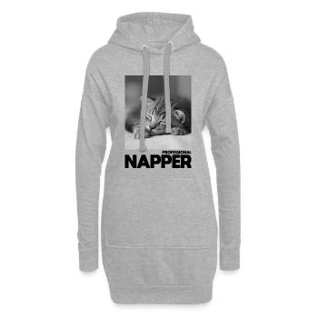 Dormeur professionnel – Chat endormi - Sweat-shirt à capuche long Femme - gris chiné - Devant