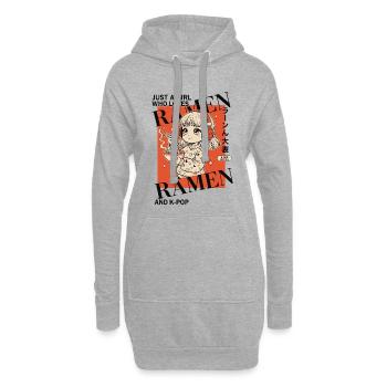 Nur ein Mädchen, das Ramen und K-Pop-Anime auf Koreanisch liebt - Hoodie-Kleid - Grau meliert - Vorne