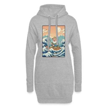 Kawaii Angler - Hoodie-Kleid - Grau meliert - Vorne