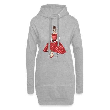 Robe vintage à pois années cinquante - Sweat-shirt à capuche long Femme - gris chiné - Devant