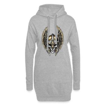 Wikingerschädel Gold- und weißflügeliger Helm Totemkrieger - Hoodie-Kleid - Grau meliert - Vorne