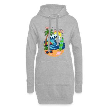 Sea Mood – ambiance rétro de plage estivale - Sweat-shirt à capuche long Femme - gris chiné - Devant