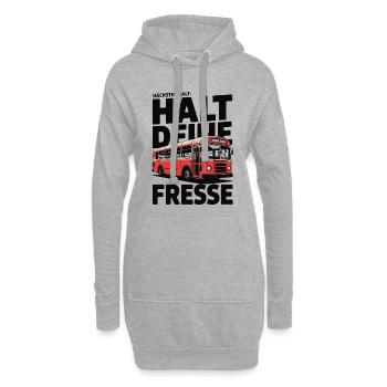 Roter Linienbus Pop-Art Spruch - Hoodie-Kleid - Grau meliert - Vorne
