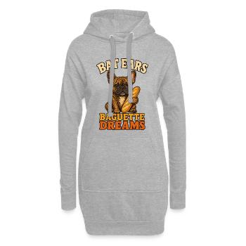 Bat Ears Frenchie Baguette Träume - Hoodie-Kleid - Grau meliert - Vorne