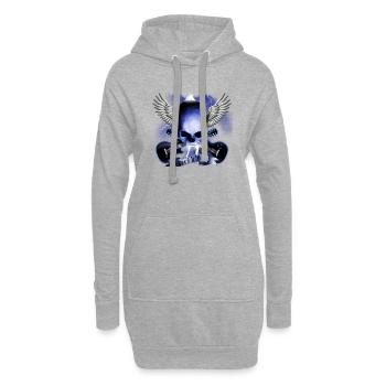skull_and_wings_and_guitars_b - Sweat-shirt à capuche long Femme - gris chiné - Devant