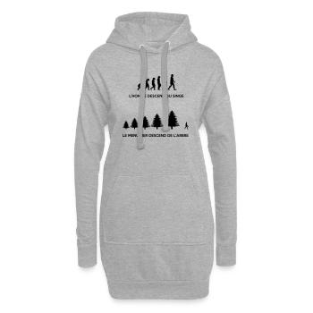 Evolution du menuisier - Sweat-shirt à capuche long Femme - gris chiné - Devant