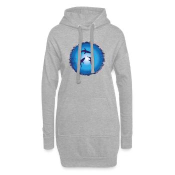 sharki - Sweat-shirt à capuche long Femme - gris chiné - Devant