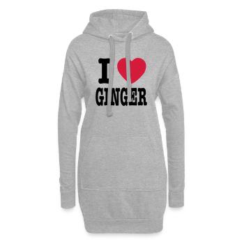 J'aime Ginger - Sweat-shirt à capuche long Femme - gris chiné - Devant