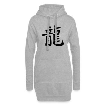 Chin. Caractère DRAGON / DRAGON - Sweat-shirt à capuche long Femme - gris chiné - Devant
