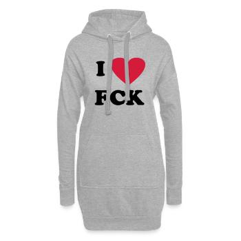 J'aime FCK - Sweat-shirt à capuche long Femme - gris chiné - Devant