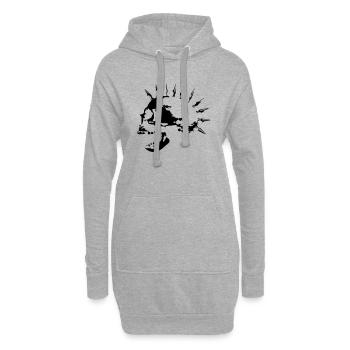 spike_skull_c_1c - Hoodie-Kleid - Grau meliert - Vorne
