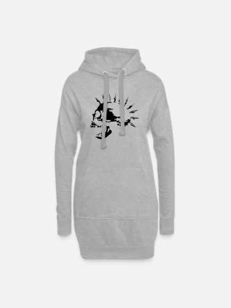 spike_skull_c_1c - Hoodie Dress - heather grey