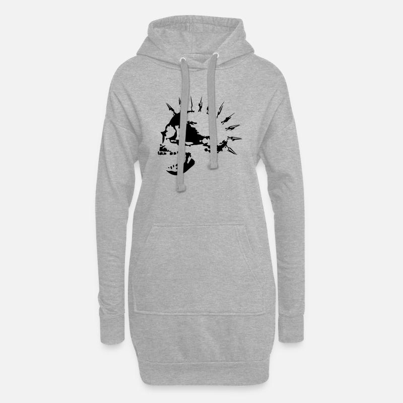 spike_skull_c_1c - Sweat-shirt à capuche long Femme - gris chiné