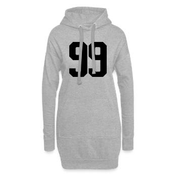 Nummer 99 große Zahlen Massive Ziffern - Hoodie-Kleid - Grau meliert - Vorne