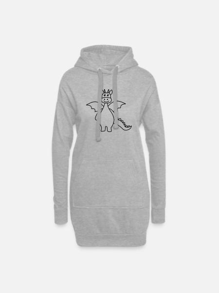 cute dragon - Sweat-shirt à capuche long Femme - gris chiné