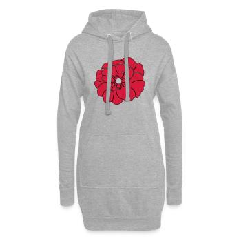 Rouge pivoine fleur de jardin - Sweat-shirt à capuche long Femme - gris chiné - Devant