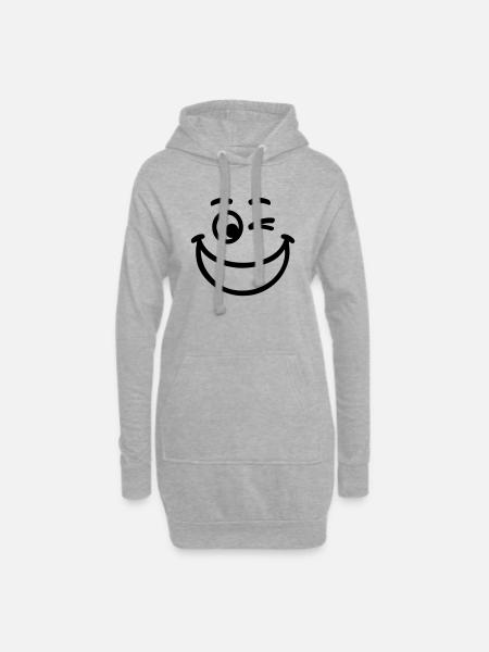 Smiley - Hoodie-Kleid - Grau meliert