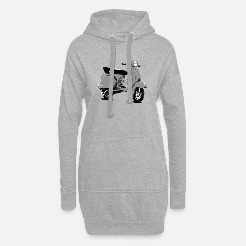 Oldtimer Roller Comic-Style (sw) - Sweat-shirt à capuche long Femme - gris chiné