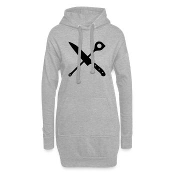 Couteau et une cuillère de bois - Sweat-shirt à capuche long Femme - gris chiné - Devant