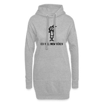 Strichmännchen NIX hören - Hoodie-Kleid - Grau meliert - Vorne