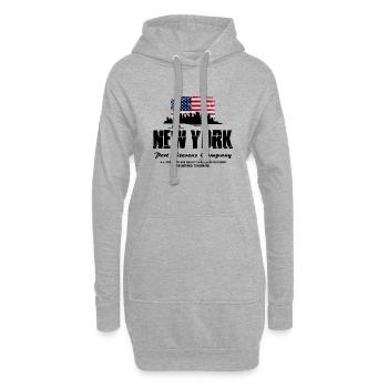 New York Skyline - USA Flag - Hoodie-Kleid - Grau meliert - Vorne