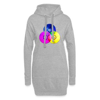 CD colorés (triangle) - Sweat-shirt à capuche long Femme - gris chiné - Devant