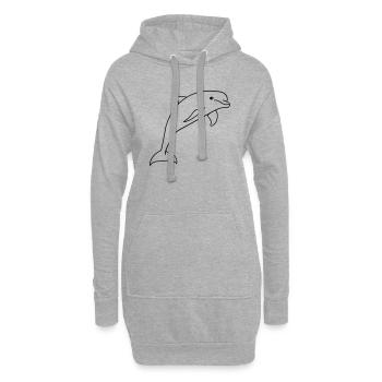 delfin springen süß niedlich - Hoodie-Kleid - Grau meliert - Vorne