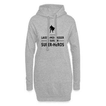 laisse-moi passer je suis un super héros - Hoodie-Kleid - Grau meliert - Vorne