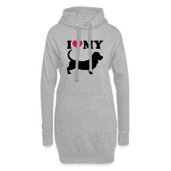 Basset Hound - Hoodie-Kleid - Grau meliert - Vorne