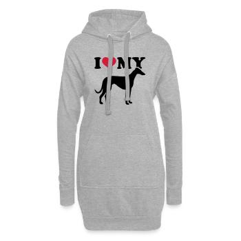 Italian Greyhound - Hoodie-Kleid - Grau meliert - Vorne