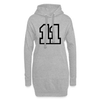 11 - Sweat-shirt à capuche long Femme - gris chiné - Devant