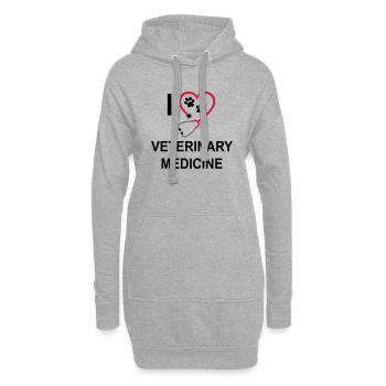 Ich liebe Tiermedizin - Hoodie-Kleid - Grau meliert - Vorne