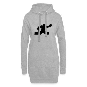 Gardien de but de joueur de hockey sur glace, gardien de but. Hockey sur glace - Sweat-shirt à capuche long Femme - gris chiné - Devant