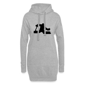Gardien de but de joueur de hockey sur glace, gardien de but. Hockey sur glace - Sweat-shirt à capuche long Femme - gris chiné - Devant