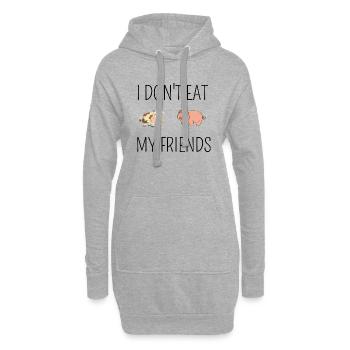 I don t eat my Friends Animaux animaux - Sweat-shirt à capuche long Femme - gris chiné - Devant