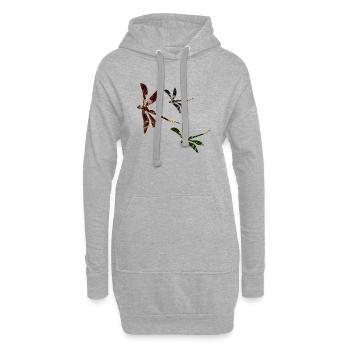 Libellules - Sweat-shirt à capuche long Femme - gris chiné - Devant
