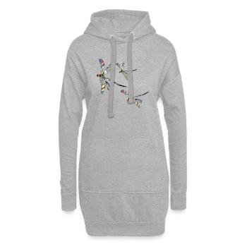 Libellules - Sweat-shirt à capuche long Femme - gris chiné - Devant