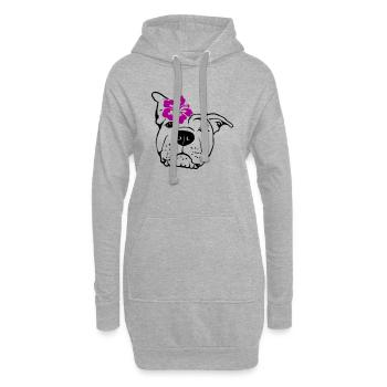 Staffordshire mit Hibiskus - Hoodie-Kleid - Grau meliert - Vorne