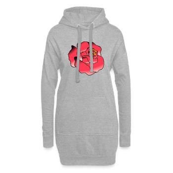 rosa Blume Zeichnung - Hoodie-Kleid - Grau meliert - Vorne