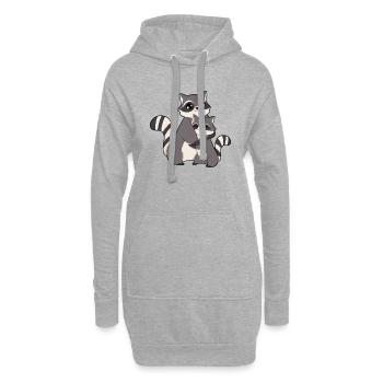 Waschbär Umarmen - Hoodie-Kleid - Grau meliert - Vorne