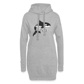 Orca Dream – Majestätischer Schwertwal - Hoodie-Kleid - Grau meliert - Vorne