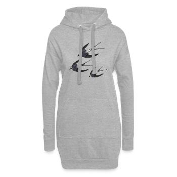 Vögel - Hoodie-Kleid - Grau meliert - Vorne