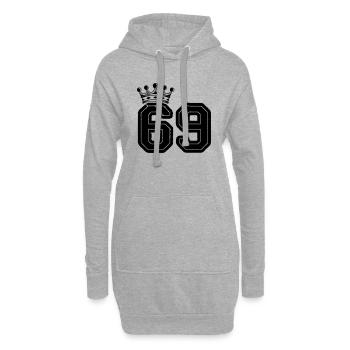 69 Couronne - Sweat-shirt à capuche long Femme - gris chiné - Devant