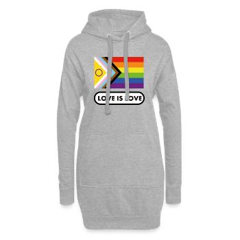 Pride Intersex Inclusive Flagge Liebe ist Liebe - Hoodie-Kleid - Grau meliert - Vorne