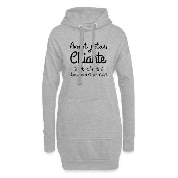 Avant j étais chiante et c est toujours le cas 1 - Sweat-shirt à capuche long Femme - gris chiné - Devant